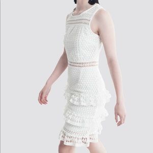 White Lace Ruffle Dress